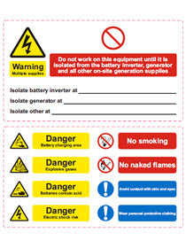 Battery Hazard label ( 160mm*44mm x2 ) - [The Power Store]